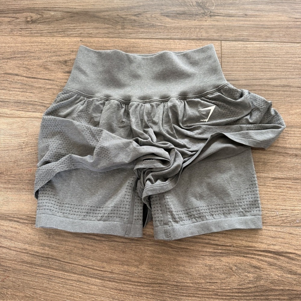 Gymshark Vital Seamless 2.0 2-in-1 Shorts - Charcoal Grey Marl - Size Small - Picture 3 of 5